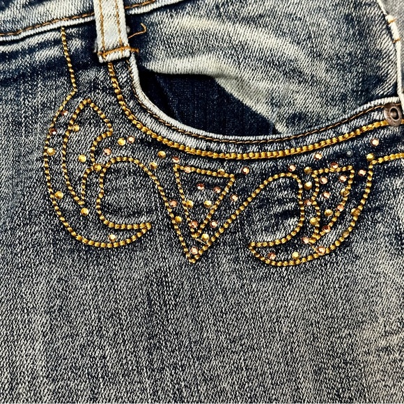 AZI Bling Medium Wash Flair Bootcut Denim Blue Jeans Western Cowgirl Women Sz 6 - Picture 8 of 12